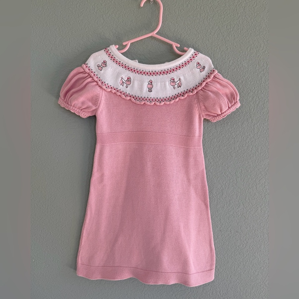 JANIE AND JACK Pink Knit Poodle Dress